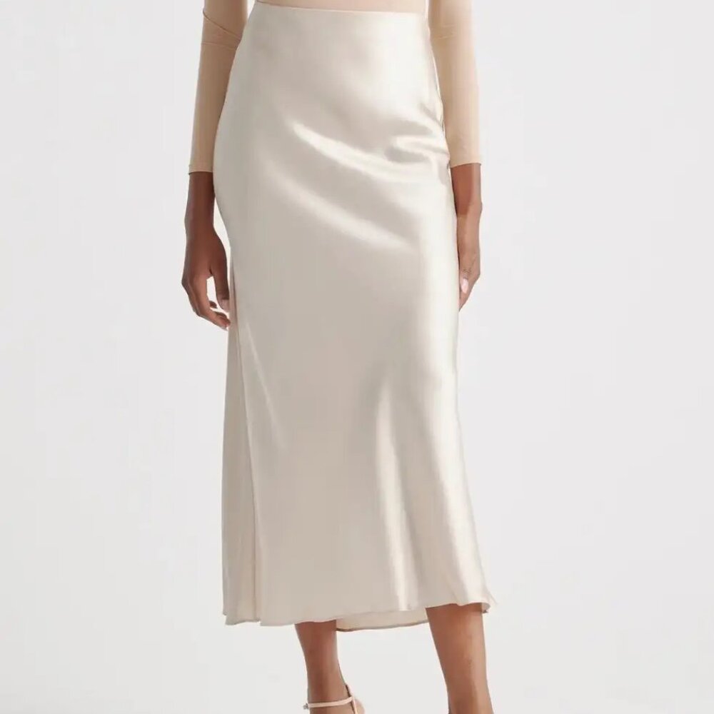 QUINCE - WASHABLE SILK MAXI SKIRT - CHAMPAGNE - SMALL